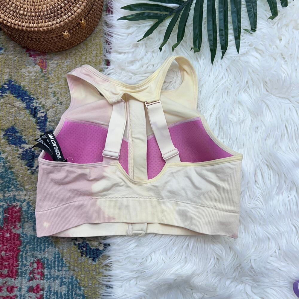 PINK Active Victoria's Secret Front Zip Seamless Lightly Lined Sports Bra Medium - Picture 2 of 4